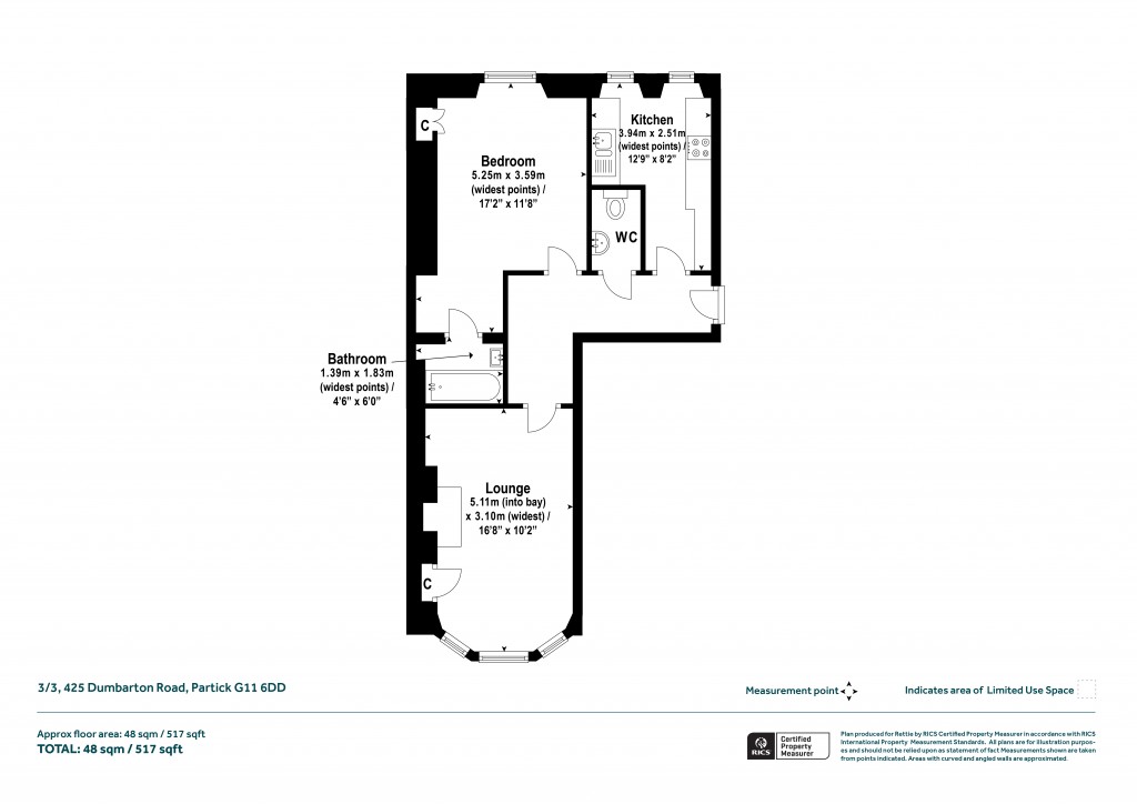 Floorplans For 3/3, Dumbarton Road, Partick, Glasgow