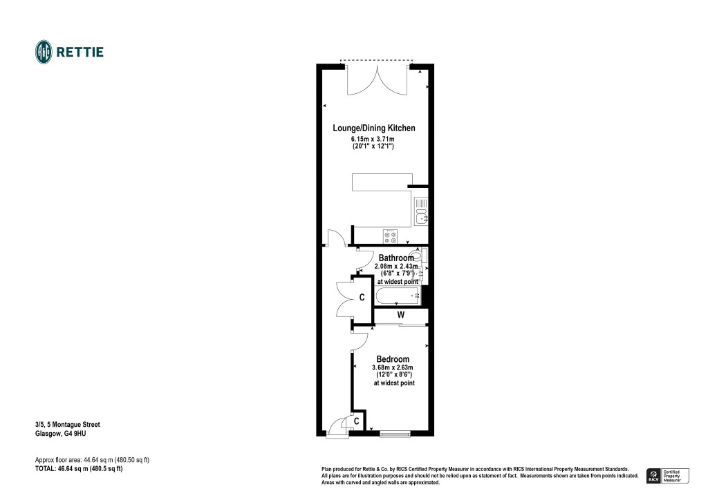 Floorplans For 3/5, Montague Street, Woodlands, Glasgow