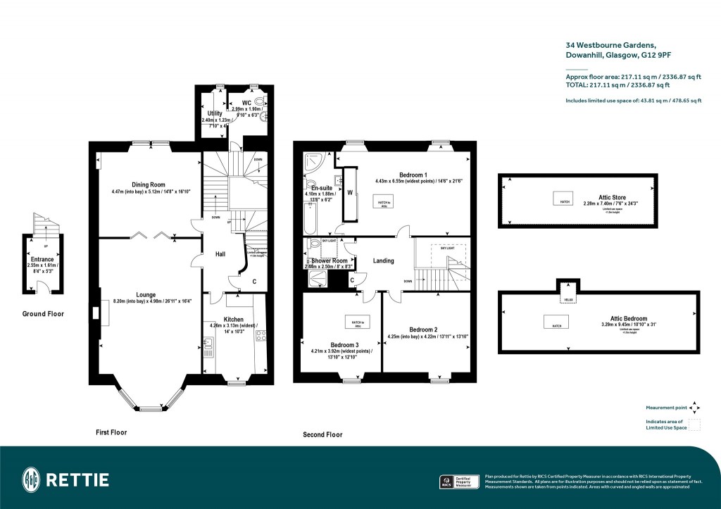 Floorplans For Upper Duplex, Westbourne Gardens, Hyndland, Glasgow