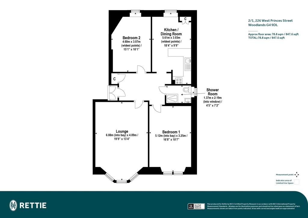 Floorplans For 2/1, West Princes Street, Woodlands, Glasgow
