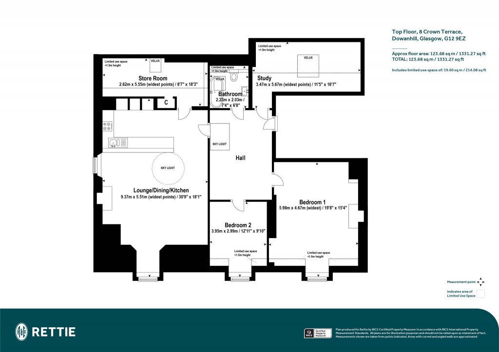 Floorplans For Top Floor, Crown Terrace, Dowanhill, Glasgow