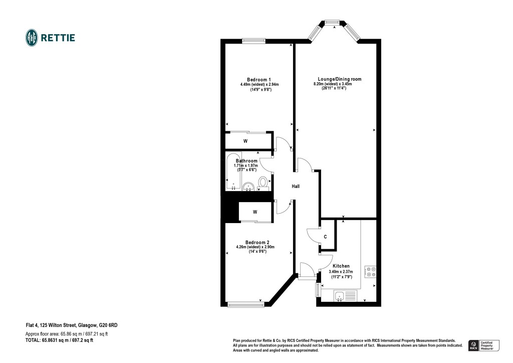 Floorplans For Flat 4, Wilton Street, North Kelvinside, Glasgow