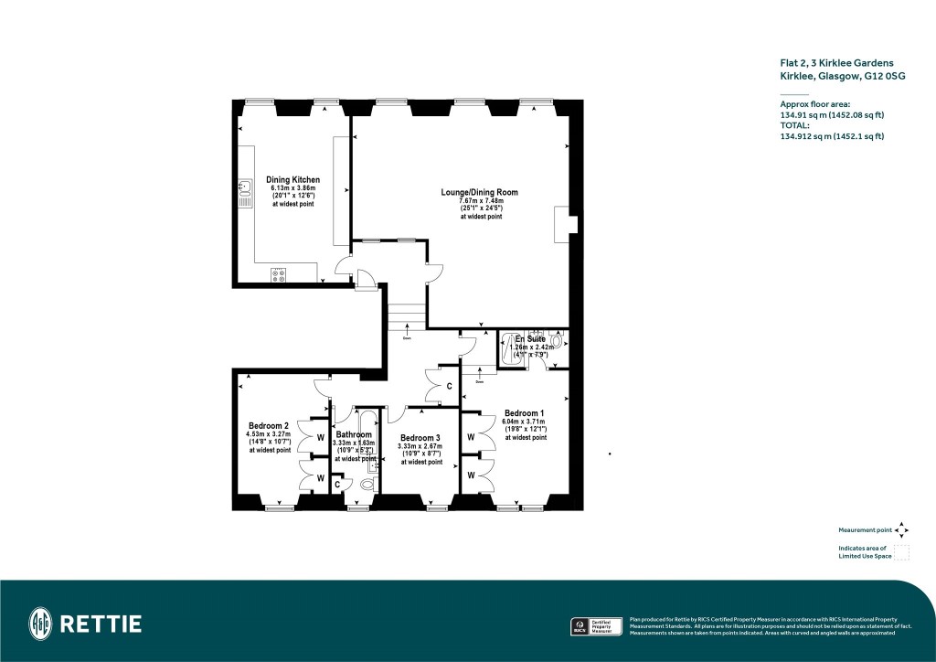 Floorplans For Flat 2, Kirklee Gardens, Kirklee, Glasgow
