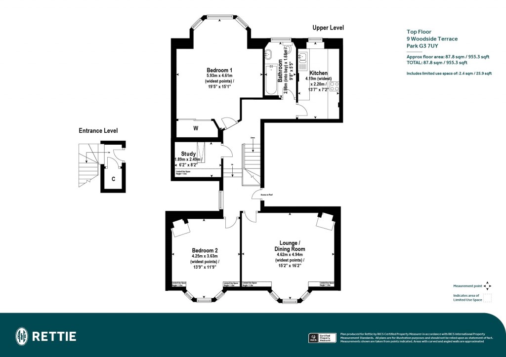 Floorplans For Top Floor, Woodside Terrace, Park, Glasgow