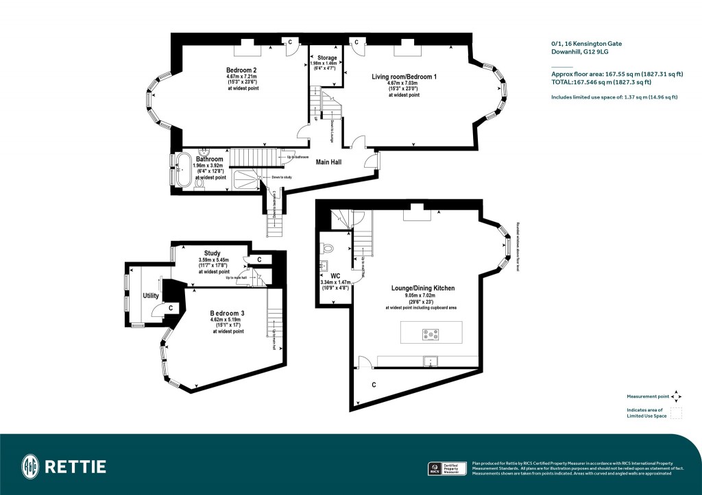 Floorplans For 0/1, Kensington Gate, Dowanhill, Glasgow