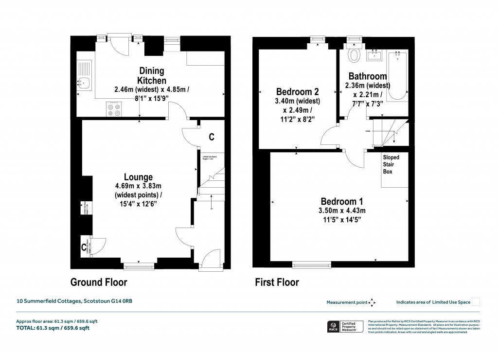 Floorplans For Summerfield Cottages, Whiteinch, Glasgow