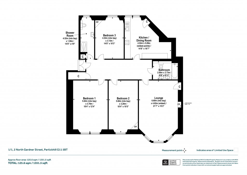 Floorplans For 1/1, North Gardner Street, Partickhill, Glasgow