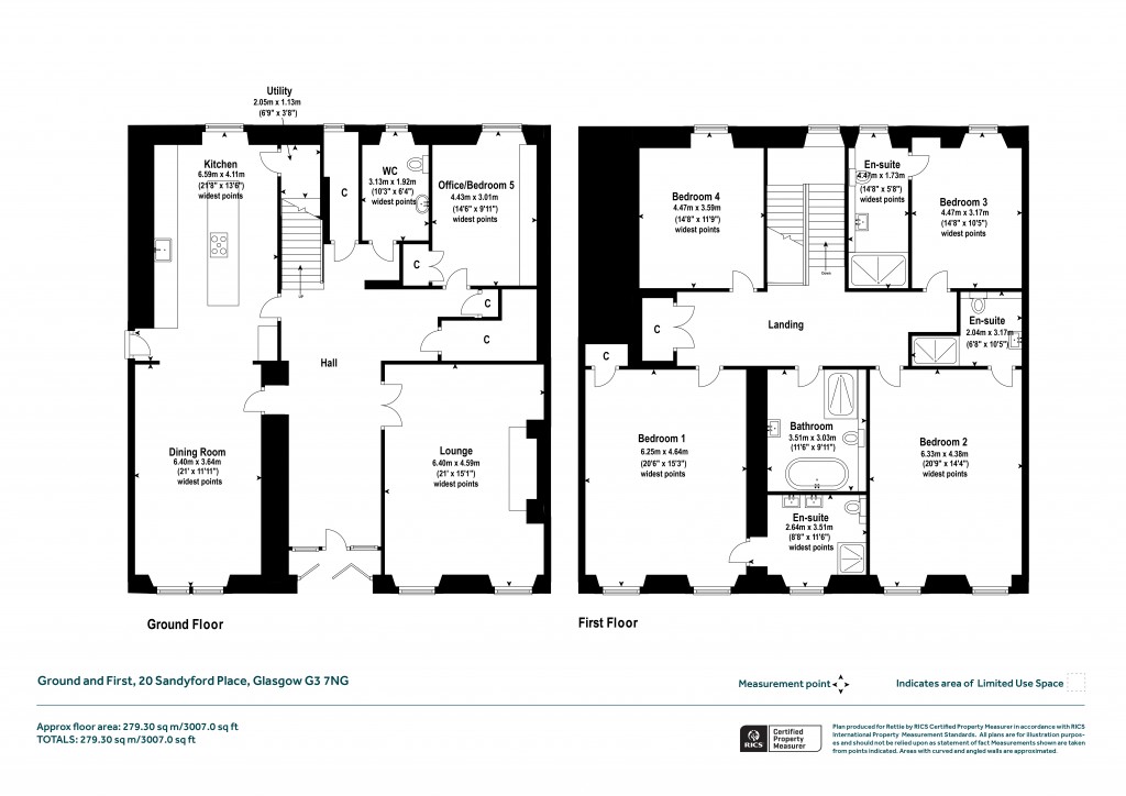 Floorplans For Duplex Home (Ground and First), Sandyford Place, Kelvingrove, Glasgow
