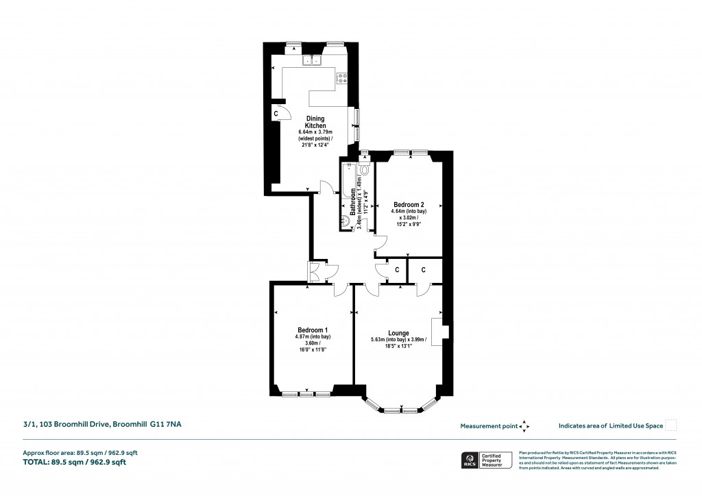 Floorplans For 3/1, Broomhill Drive, Broomhill, Glasgow