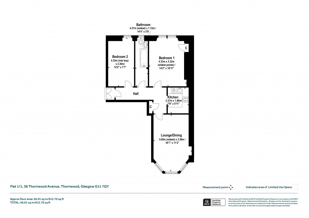 Floorplans For 1/1, Thornwood Avenue, Thornwood, Glasgow