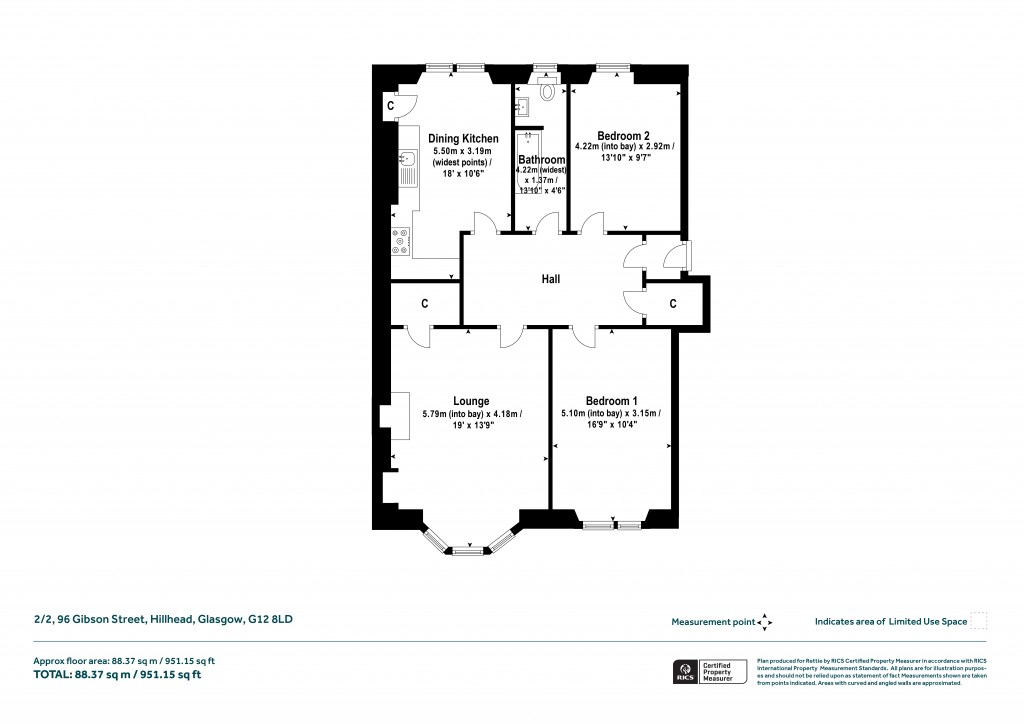 Floorplans For 2/2, Gibson Street, Hillhead, Glasgow