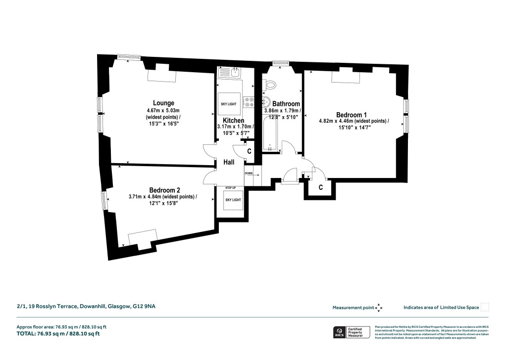 Floorplans For 2/1, Rosslyn Terrace, Dowanhill, Glasgow