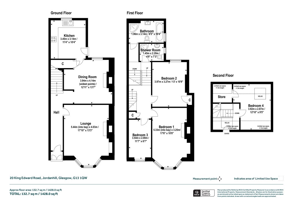 Floorplans For King Edward Road, Jordanhill, Glasgow