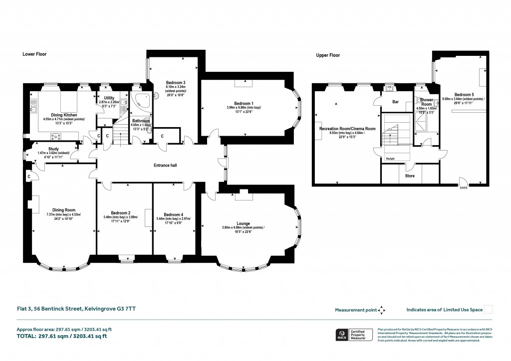 Floorplans For Flat 3, Bentinck Street, Kelvingrove, Glasgow