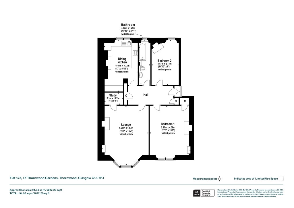 Floorplans For 1/2, Thornwood Gardens, Thornwood, Glasgow