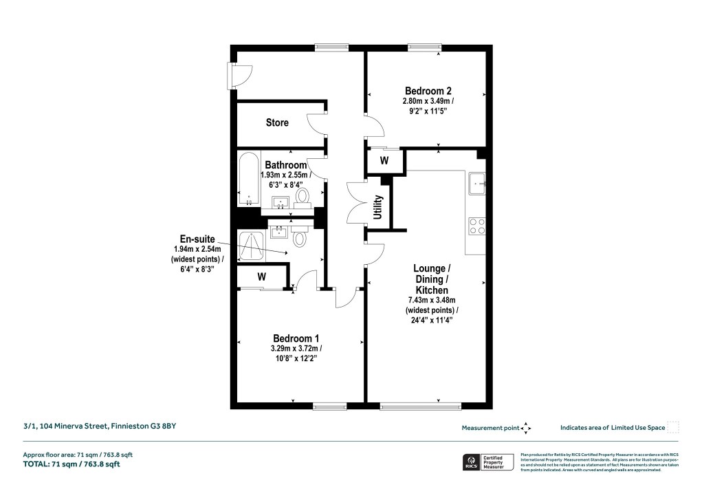 Floorplans For 3/1, Minerva Street, Finnieston, Glasgow