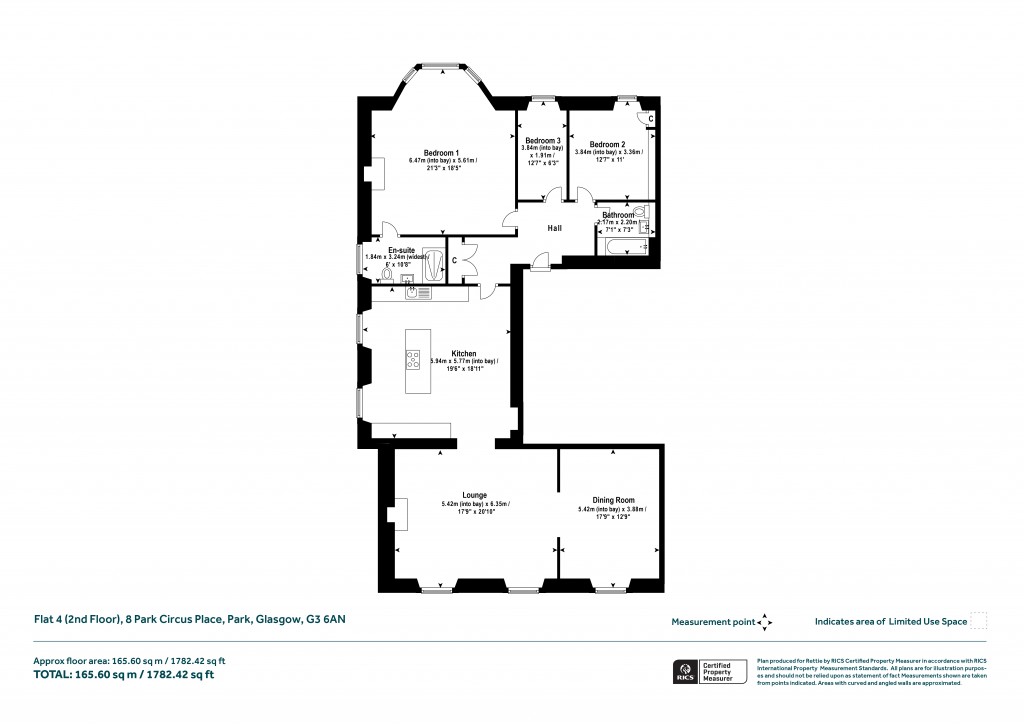 Floorplans For Flat 4 (2nd Floor), Park Circus Place, Park, Glasgow