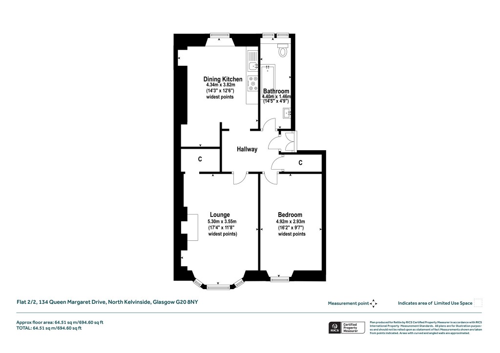 Floorplans For 2/2, Queen Margaret Drive, North Kelvinside, Glasgow