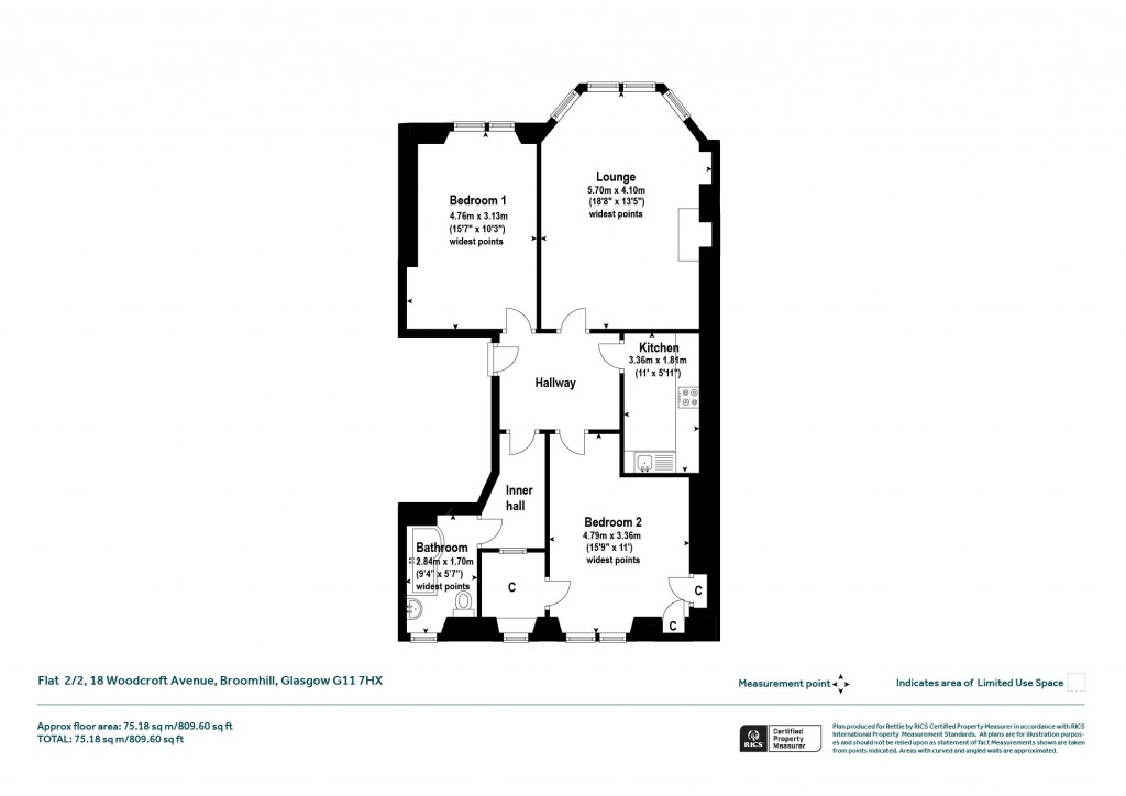 Floorplans For 2/2, Woodcroft Avenue, Broomhill, Glasgow