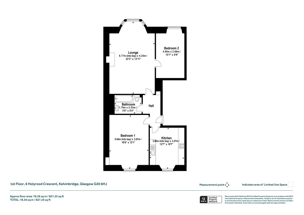 Floorplans For 1st Floor, Holyrood Crescent, Kelvinbridge, Glasgow