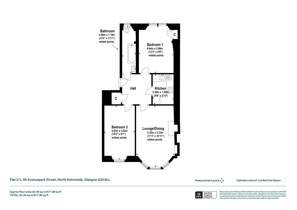 Floorplans For 2/1, Avenuepark Street, North Kelvinside, Glasgow