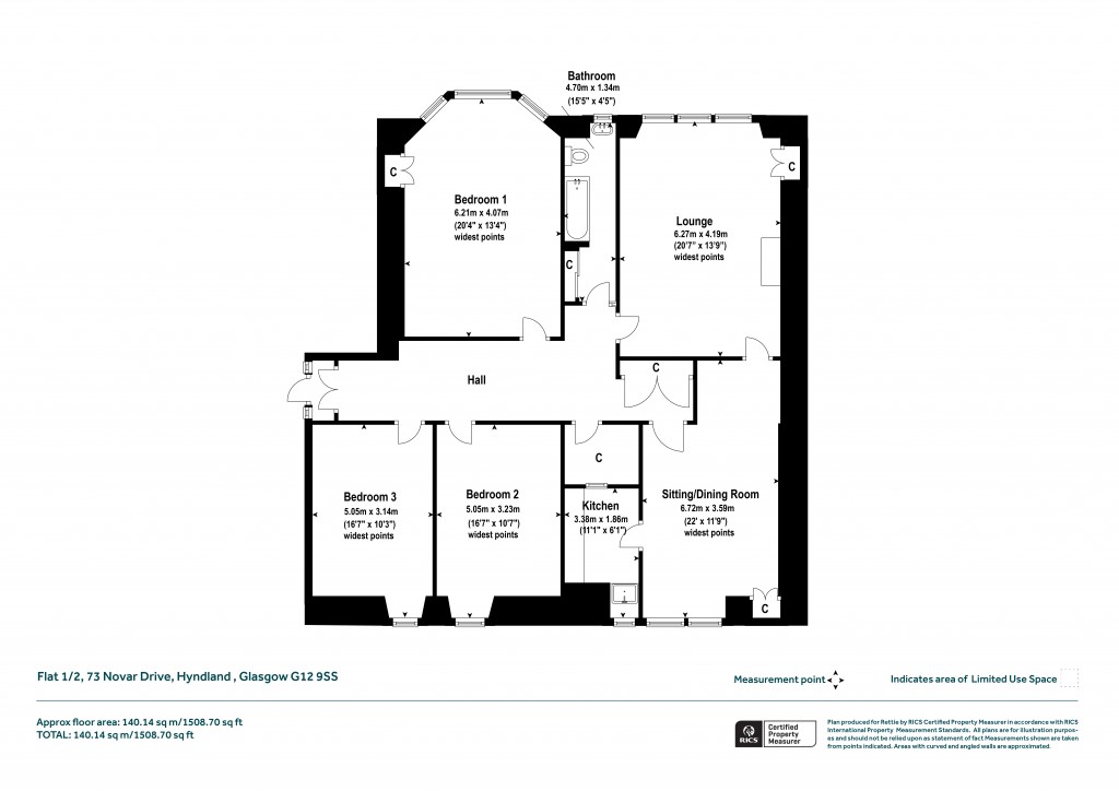 Floorplans For 1/2, Novar Drive, Hyndland, Glasgow