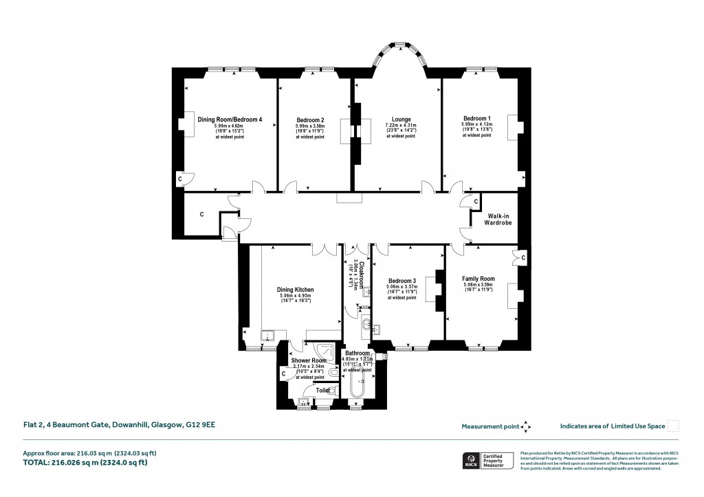 Floorplans For Flat 2, Beaumont Gate, Dowanhill, Glasgow
