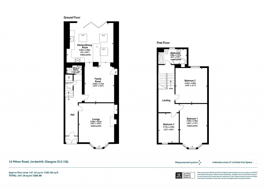 Floorplans For Milner Road, Jordanhill, Glasgow