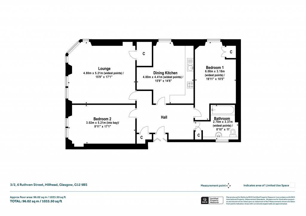 Floorplans For 3/2, Ruthven Street, Hillhead, Glasgow
