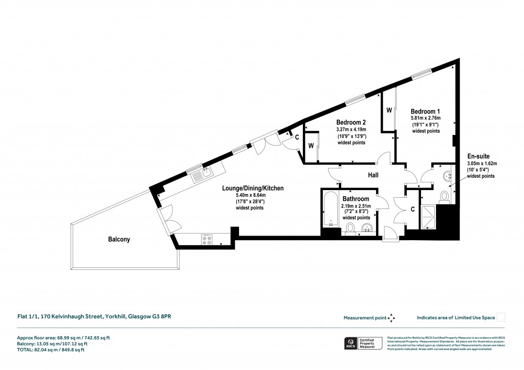 Floorplans For 1/1, Kelvinhaugh Street, Yorkhill, Glasgow