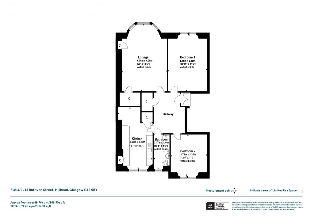 Floorplans For Flat 3/1, Ruthven Street, Hillhead, Glasgow