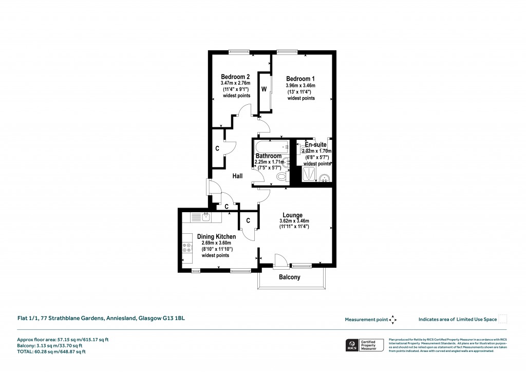 Floorplans For 1/1, Strathblane Gardens, Anniesland, Glasgow