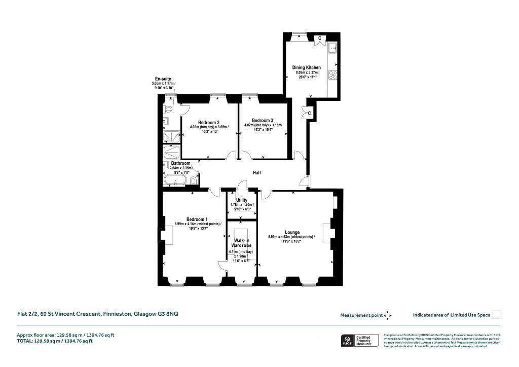 Floorplans For 2/2, St Vincent Crescent, Finnieston, Glasgow