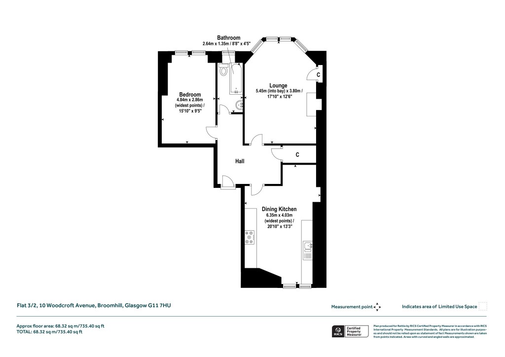 Floorplans For 3/2, Woodcroft Avenue, Broomhill, Glasgow
