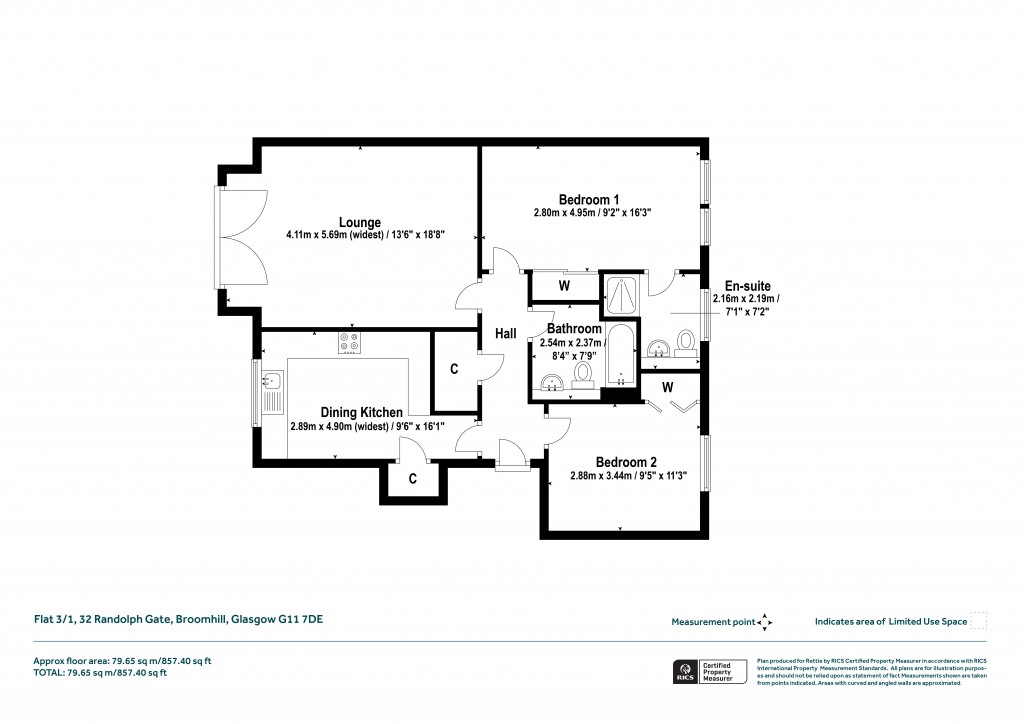 Floorplans For 3/1, Randolph Gate, Broomhill, Glasgow