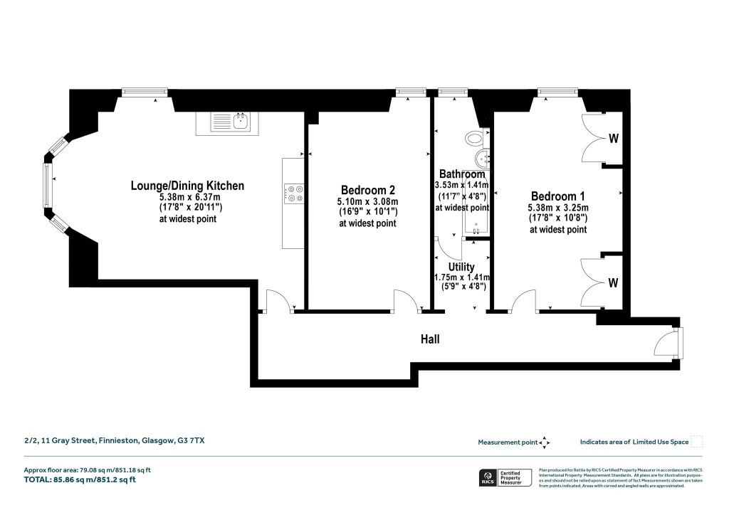 Floorplans For 2/2, Gray Street, Finnieston, Glasgow