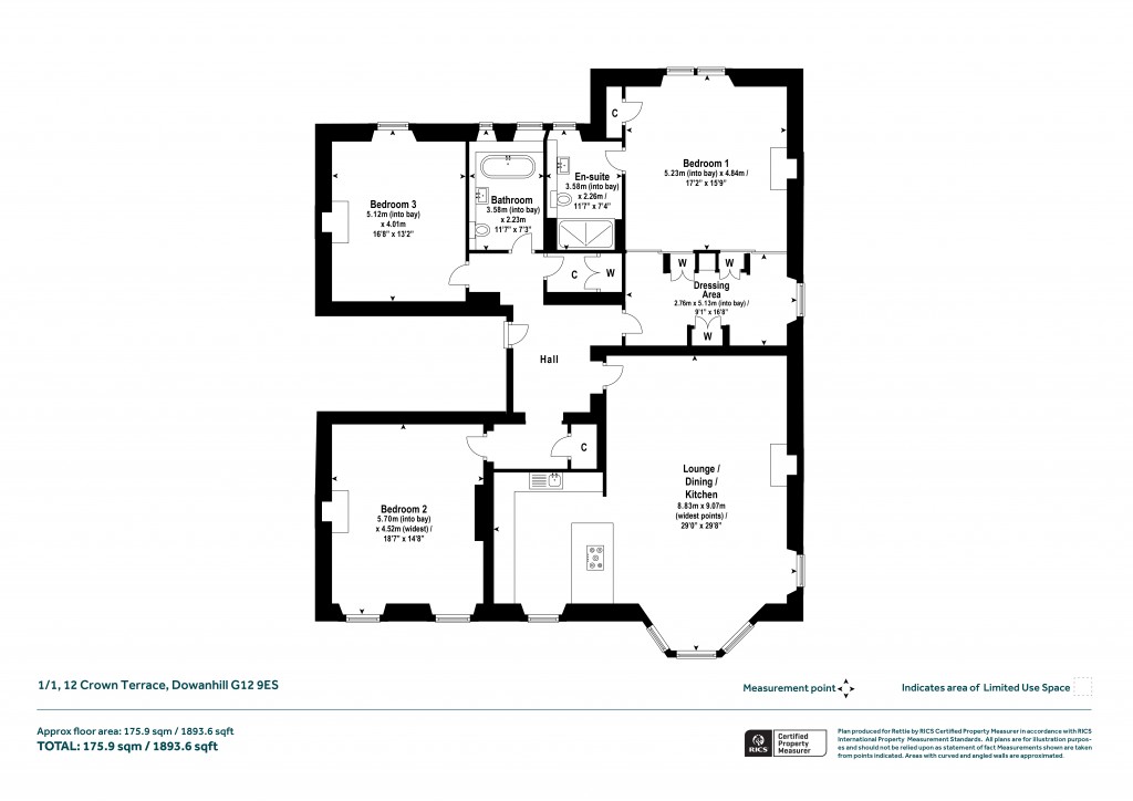Floorplans For 1/1, Crown Terrace, Dowanhill, Glasgow