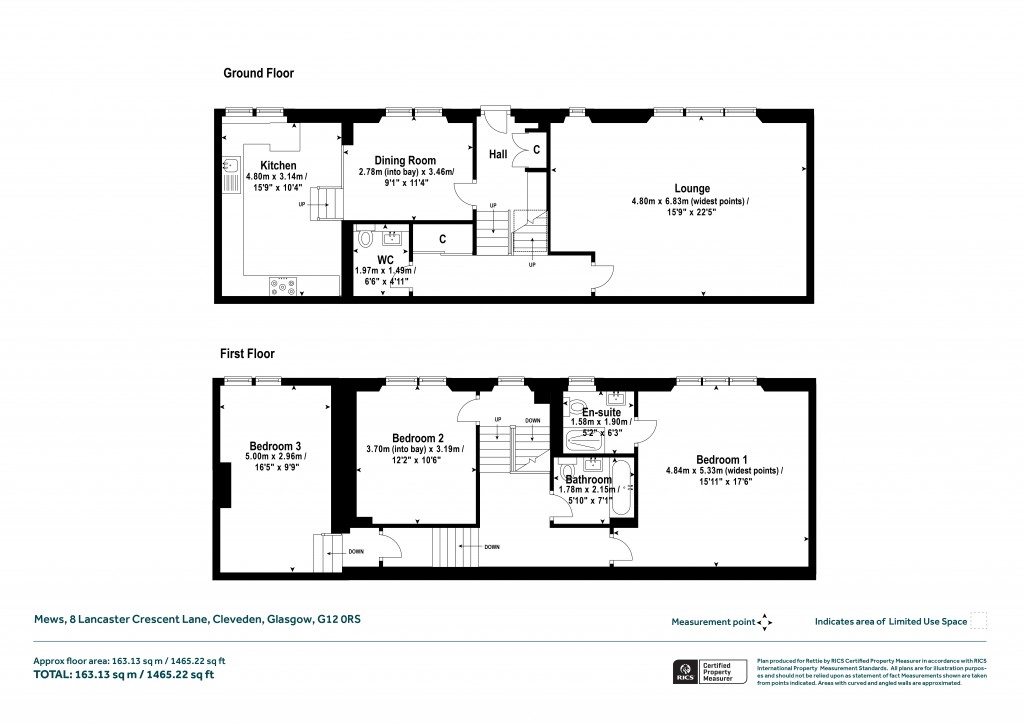 Floorplans For Mews, Lancaster Crescent Lane, Cleveden, Glasgow