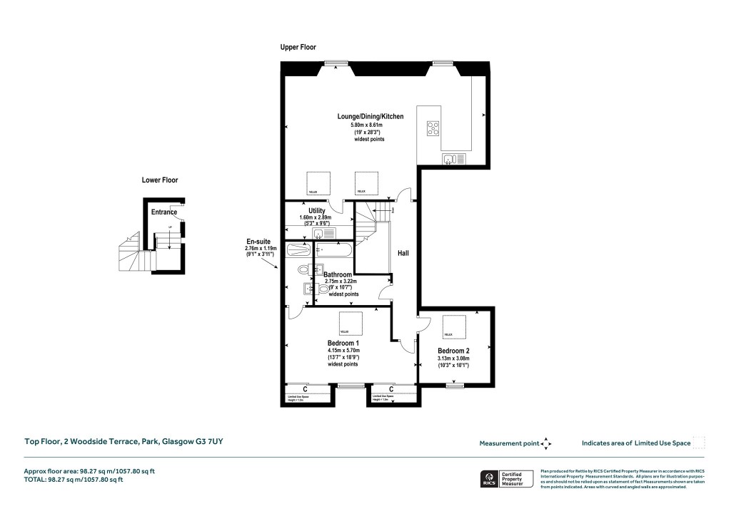 Floorplans For Top Floor, Woodside Terrace, Park, Glasgow