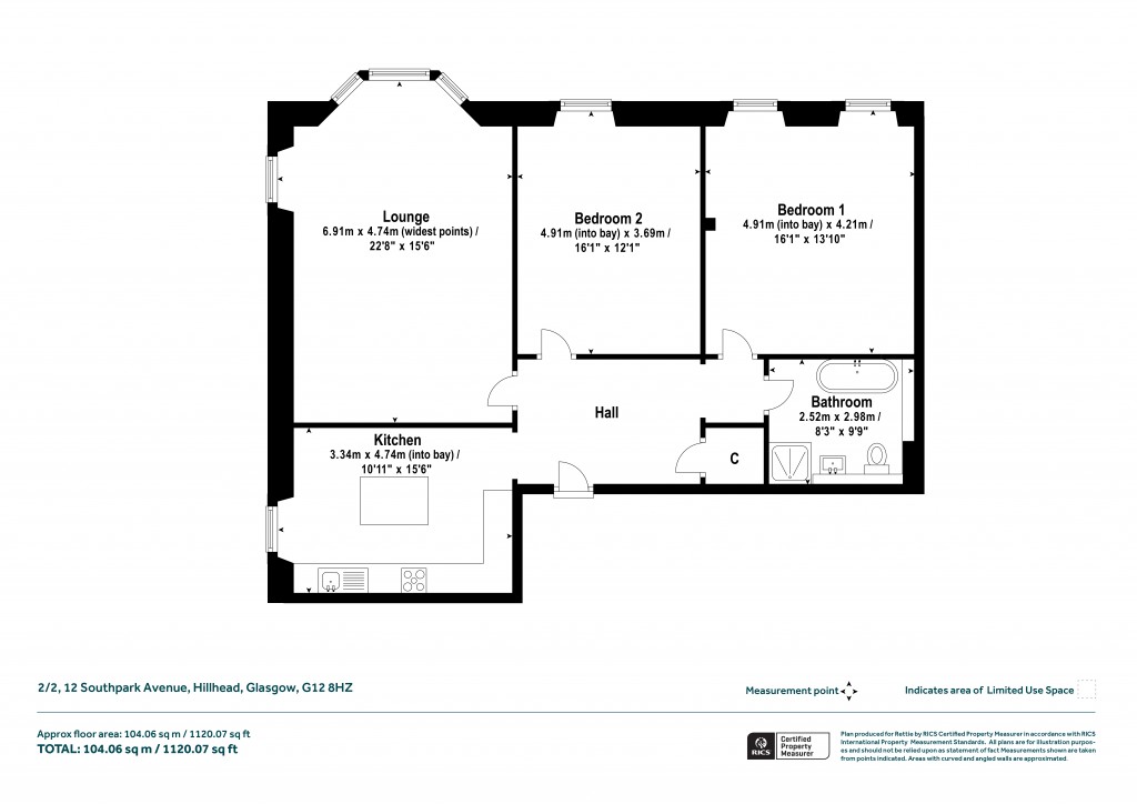 Floorplans For 2/2, Southpark Avenue, Hillhead, Glasgow