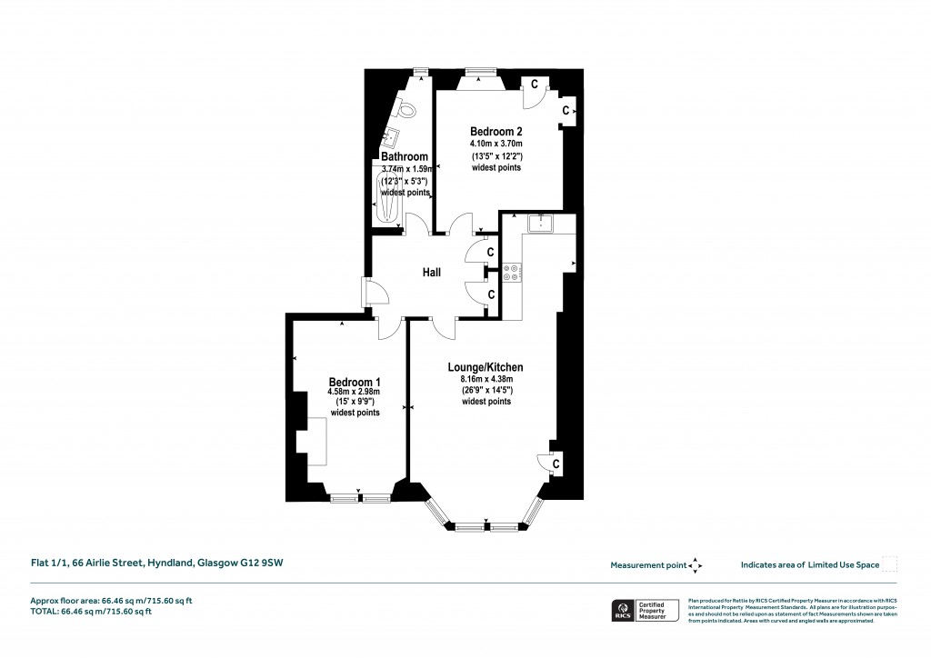Floorplans For Flat 1/1, Airlie Street, Hyndland, Glasgow