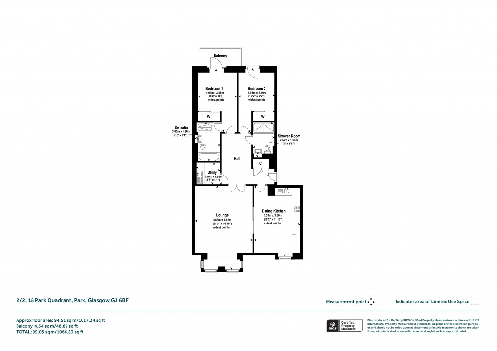 Floorplans For 2/2, Park Quadrant, Park, Glasgow