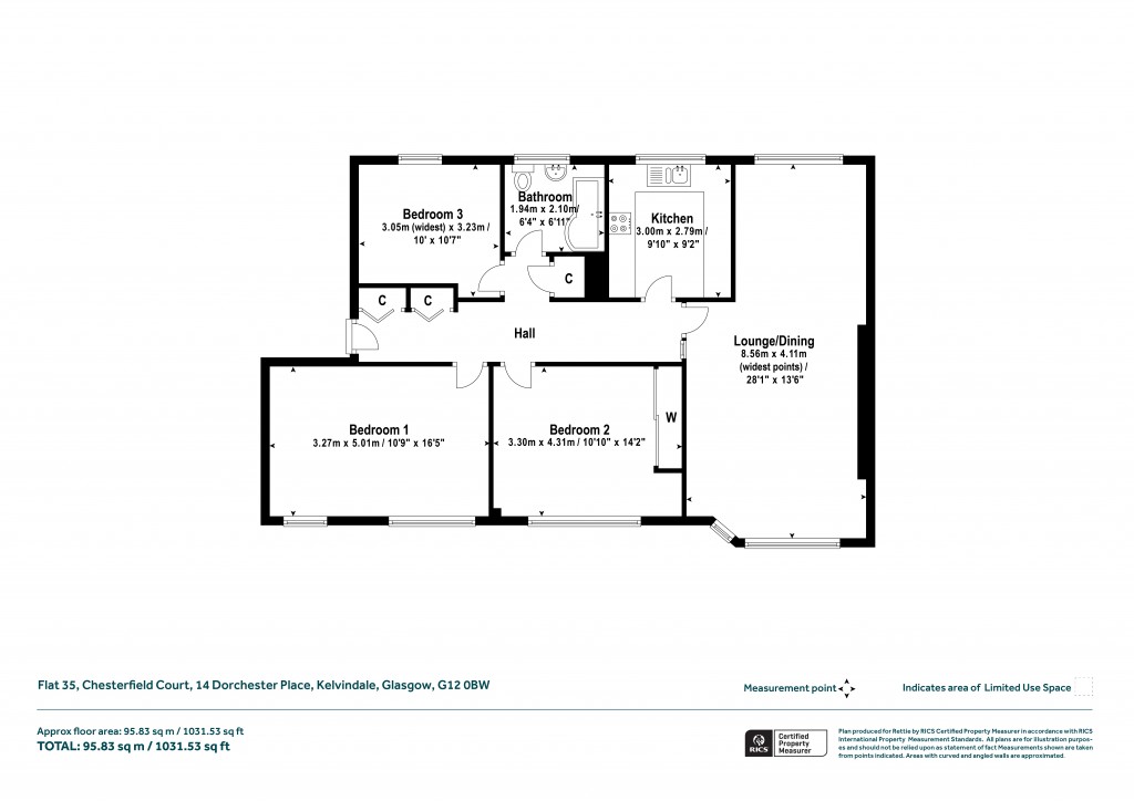 Floorplans For Flat 35, Chesterfield Court, Dorchester Place, Kelvindale, Glasgow