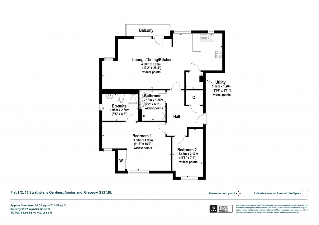 Floorplans For 1/2, Strathblane Gardens, Anniesland, Glasgow