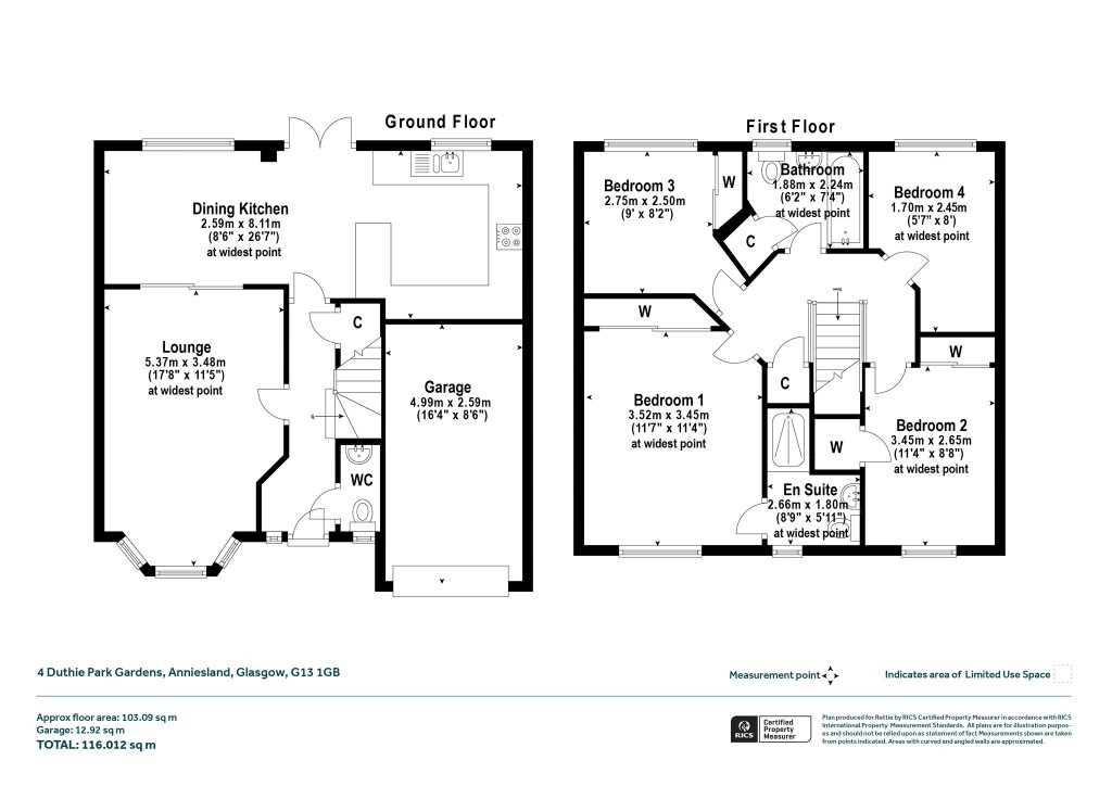 Floorplans For Duthie Park Gardens, Anniesland, Glasgow