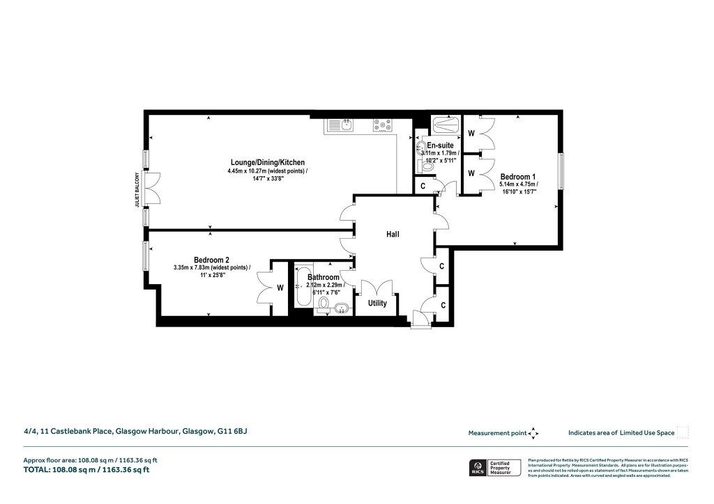 Floorplans For 4/4, Castlebank Place, Glasgow Harbour, Glasgow