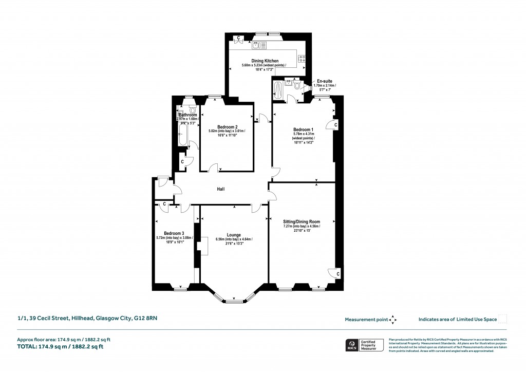Floorplans For 1/1, Cecil Street, Hillhead, Glasgow