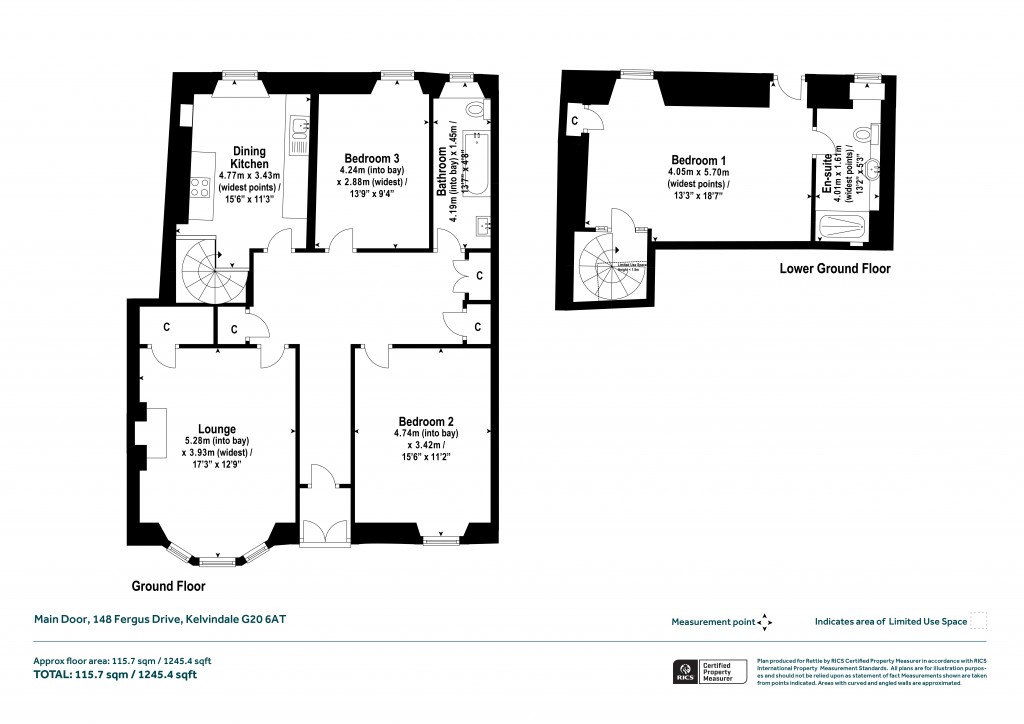 Floorplans For Main Door, Fergus Drive, North Kelvinside, Glasgow
