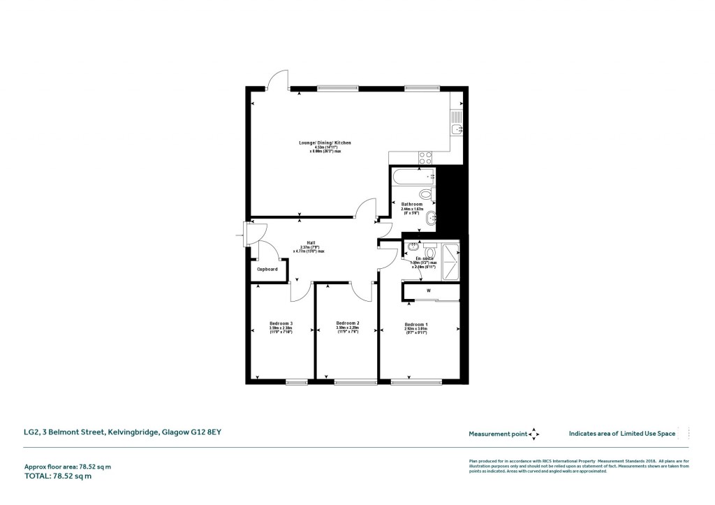 Floorplans For Lower Ground Floor, Belmont Street, Kelvinbridge, Glasgow