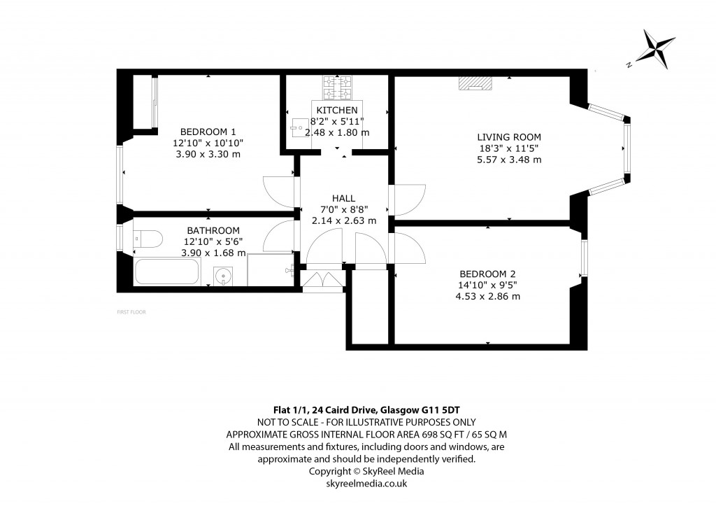 Floorplans For 1/1, Caird Drive, Partick, Glasgow